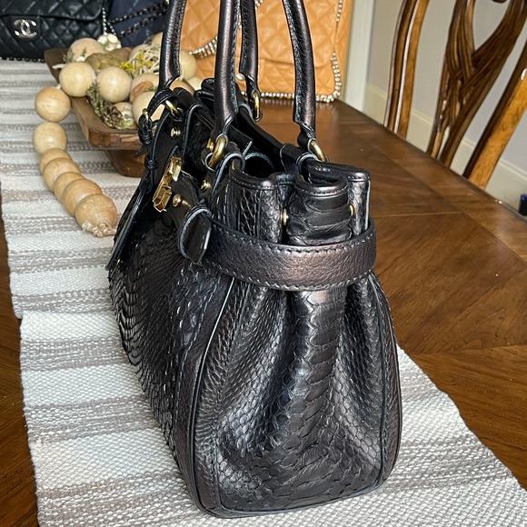 🔥VINTAGE🔥GUCCI Python Medium GG Running Tote Black - Picture 6 of 10